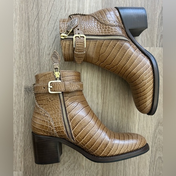The Office of Angela Scott Brown Croc-Embossed Ankle Boots - Picture 4 of 7